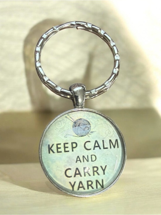 Accessories - Keep Calm and Carry Yarn Keychain - Silver Tone NIP